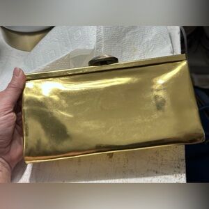 Malini Murjani Mirrored Gold “Samara” Specchio Leather Framed Clutch $625